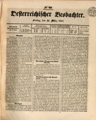 Der Oesterreichische Beobachter Freitag 22. März 1844