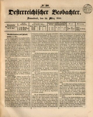 Der Oesterreichische Beobachter Samstag 30. März 1844