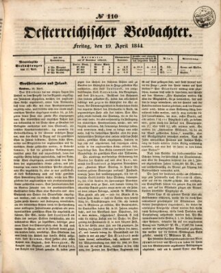 Der Oesterreichische Beobachter Freitag 19. April 1844