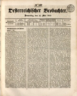 Der Oesterreichische Beobachter Donnerstag 16. Mai 1844