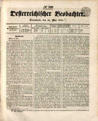 Der Oesterreichische Beobachter Samstag 18. Mai 1844