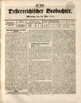 Der Oesterreichische Beobachter Mittwoch 22. Mai 1844