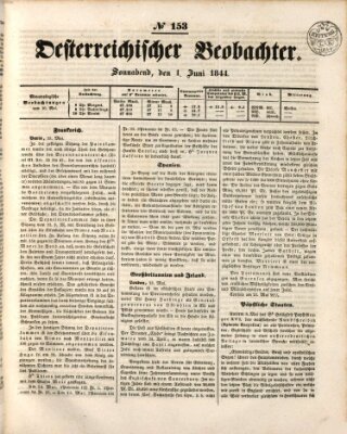 Der Oesterreichische Beobachter Samstag 1. Juni 1844