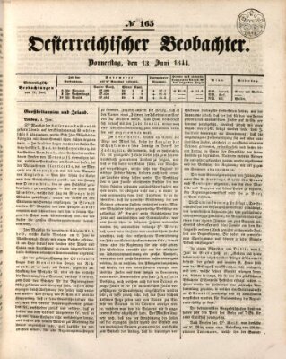 Der Oesterreichische Beobachter Donnerstag 13. Juni 1844