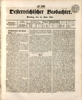 Der Oesterreichische Beobachter Sonntag 16. Juni 1844