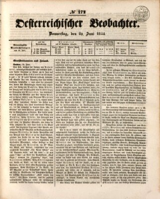 Der Oesterreichische Beobachter Donnerstag 20. Juni 1844