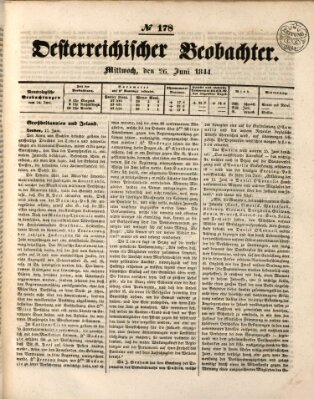 Der Oesterreichische Beobachter Mittwoch 26. Juni 1844