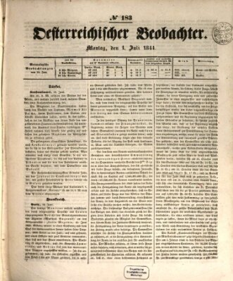 Der Oesterreichische Beobachter Montag 1. Juli 1844