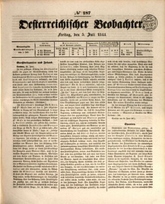 Der Oesterreichische Beobachter Freitag 5. Juli 1844