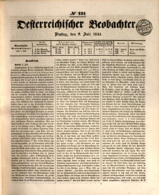 Der Oesterreichische Beobachter Dienstag 9. Juli 1844