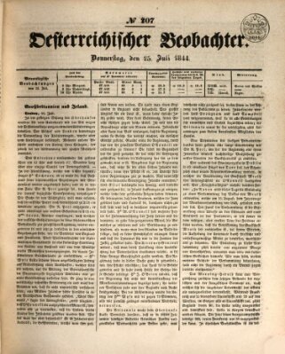 Der Oesterreichische Beobachter Donnerstag 25. Juli 1844