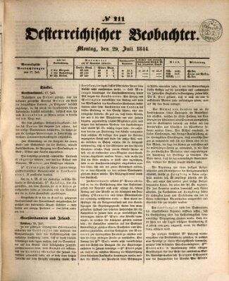 Der Oesterreichische Beobachter Montag 29. Juli 1844