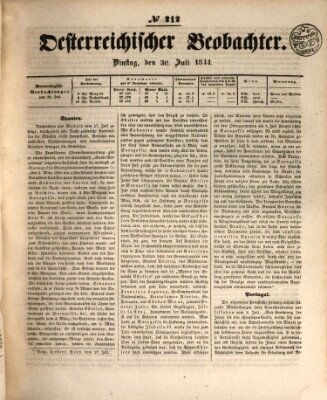 Der Oesterreichische Beobachter Dienstag 30. Juli 1844