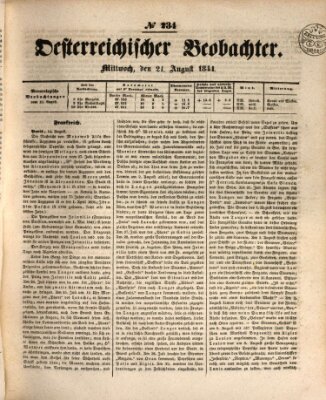 Der Oesterreichische Beobachter Mittwoch 21. August 1844