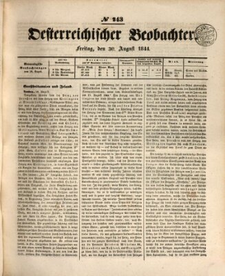 Der Oesterreichische Beobachter Freitag 30. August 1844