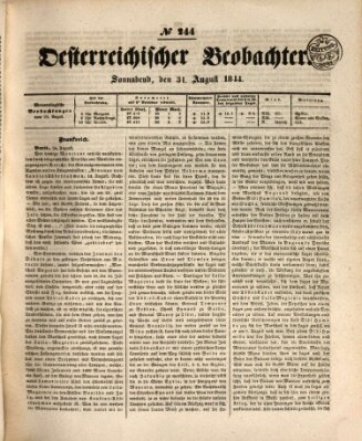 Der Oesterreichische Beobachter Samstag 31. August 1844