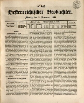 Der Oesterreichische Beobachter Montag 2. September 1844