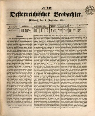 Der Oesterreichische Beobachter Mittwoch 4. September 1844