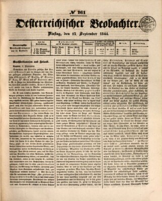 Der Oesterreichische Beobachter Dienstag 17. September 1844