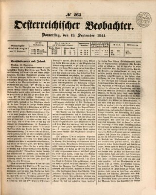 Der Oesterreichische Beobachter Donnerstag 19. September 1844