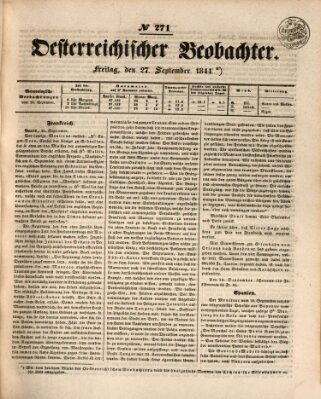 Der Oesterreichische Beobachter Freitag 27. September 1844