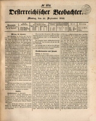 Der Oesterreichische Beobachter Montag 30. September 1844