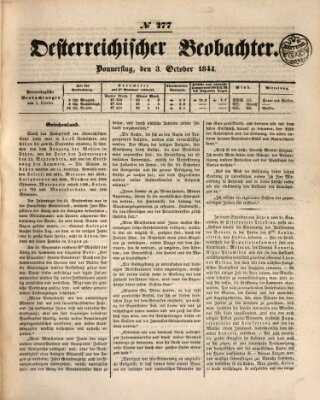 Der Oesterreichische Beobachter Donnerstag 3. Oktober 1844