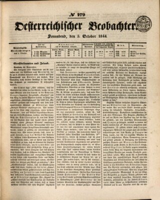 Der Oesterreichische Beobachter Samstag 5. Oktober 1844