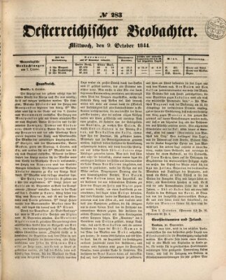 Der Oesterreichische Beobachter Mittwoch 9. Oktober 1844