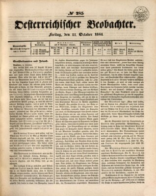 Der Oesterreichische Beobachter Freitag 11. Oktober 1844