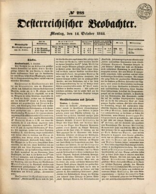 Der Oesterreichische Beobachter Montag 14. Oktober 1844