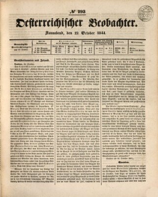 Der Oesterreichische Beobachter Samstag 19. Oktober 1844