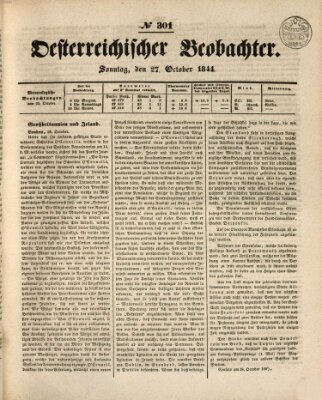 Der Oesterreichische Beobachter Sonntag 27. Oktober 1844