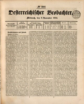 Der Oesterreichische Beobachter Mittwoch 6. November 1844