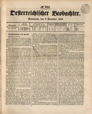 Der Oesterreichische Beobachter Samstag 9. November 1844