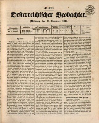 Der Oesterreichische Beobachter Mittwoch 13. November 1844