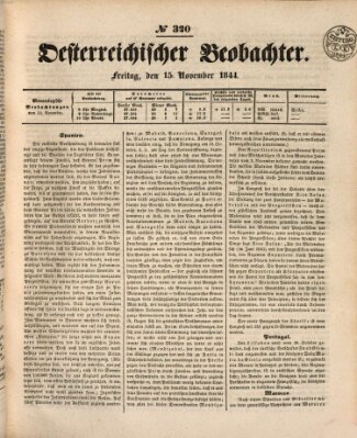 Der Oesterreichische Beobachter Freitag 15. November 1844