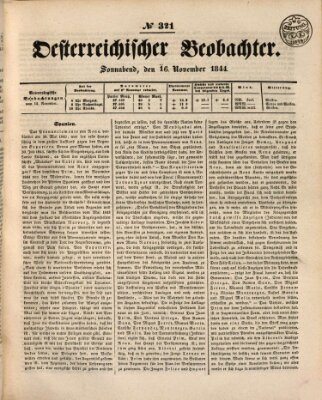 Der Oesterreichische Beobachter Samstag 16. November 1844