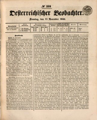 Der Oesterreichische Beobachter Sonntag 17. November 1844