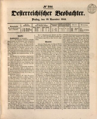 Der Oesterreichische Beobachter Dienstag 19. November 1844