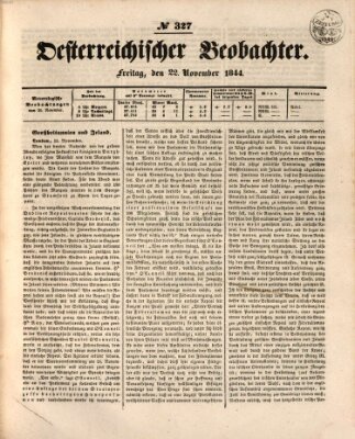 Der Oesterreichische Beobachter Freitag 22. November 1844