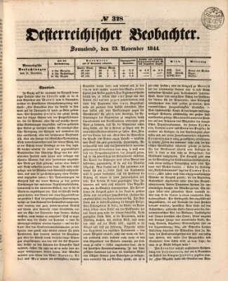 Der Oesterreichische Beobachter Samstag 23. November 1844