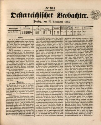 Der Oesterreichische Beobachter Dienstag 26. November 1844