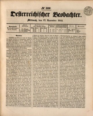 Der Oesterreichische Beobachter Mittwoch 27. November 1844