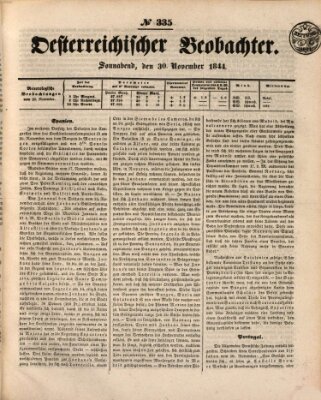 Der Oesterreichische Beobachter Samstag 30. November 1844
