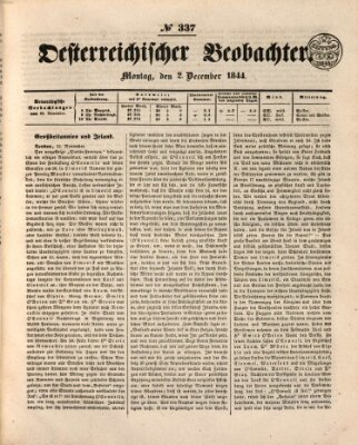 Der Oesterreichische Beobachter Montag 2. Dezember 1844