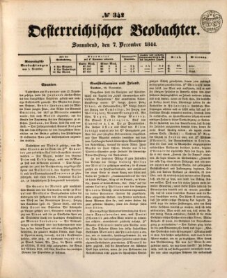 Der Oesterreichische Beobachter Samstag 7. Dezember 1844