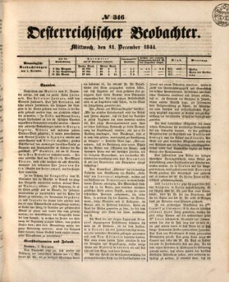 Der Oesterreichische Beobachter Mittwoch 11. Dezember 1844