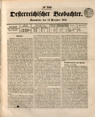 Der Oesterreichische Beobachter Samstag 14. Dezember 1844