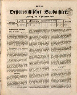 Der Oesterreichische Beobachter Montag 16. Dezember 1844